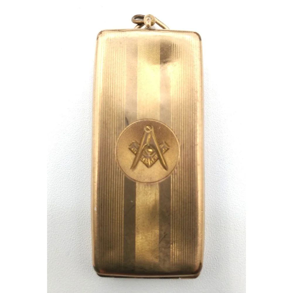 Antique Masonic Pocket Watch Locket Fob Gold Tone READ